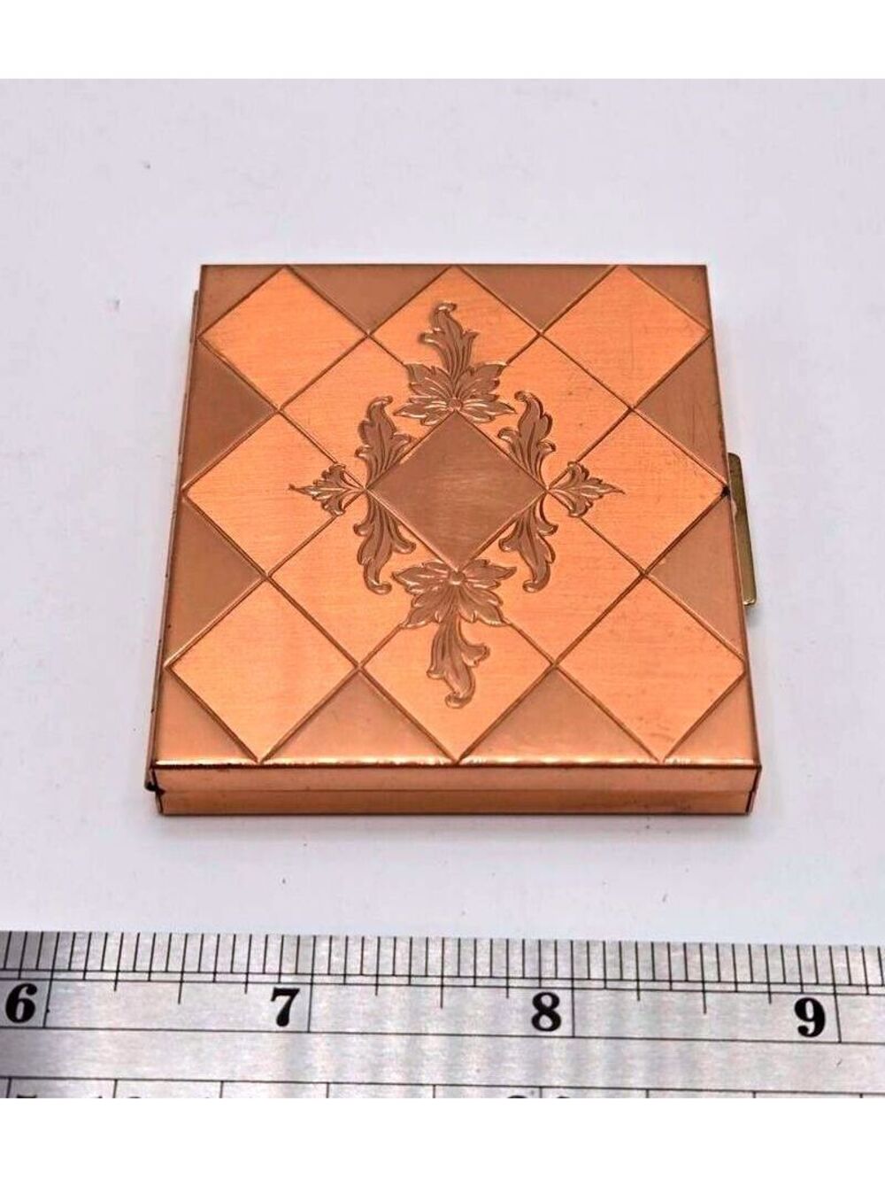 Vintage Mid-Century Copper Accordion-Fold Photo Compact Case